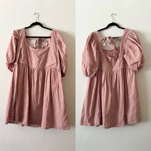 ARULA Kaelie Puff Sleeve Babydoll Mini Dress Size A 1X PINK - Picture 3 of 10